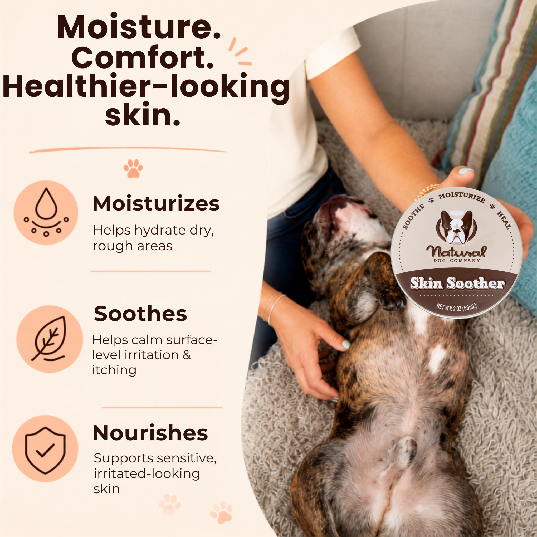 Natural Dog Company - SOOTHER SKIN | Całkowicie naturalny, organiczny, wegański balsam do suchej, swędzącej skóry, podrażnień skóry, drobnych cięć, Scrapes, ugryzień dla owadów i więcej - STICK (5 ml)