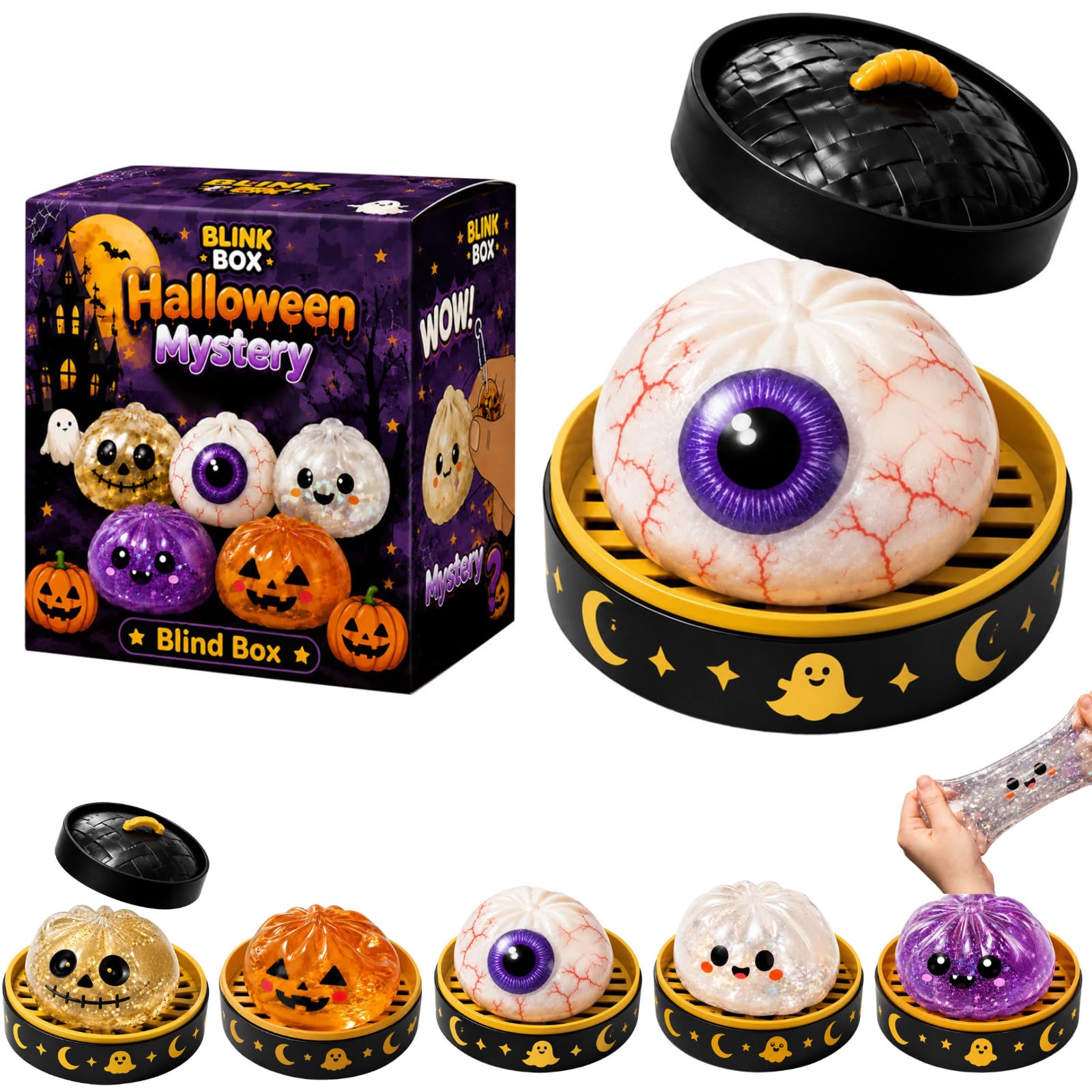 Halloween Squishy Mystery Box Set, Cute Glitter Squishies Stress Balls (B2)
