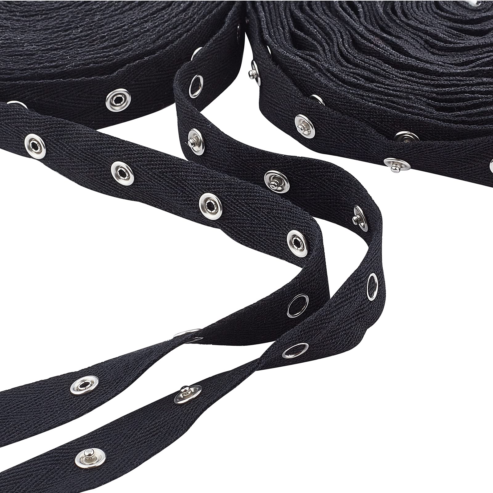 GORGECRAFT 10 yarda Botón A Presión Cinta Embellecedora Costura Botones A Presión Recambio de Cierre de Cremallera con Botones de Metal para Coser Bricolaje, Negro