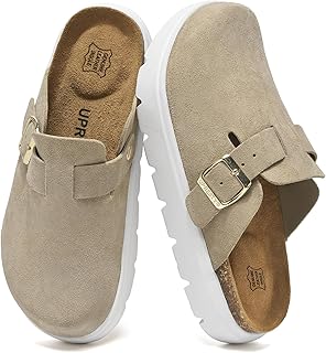 100% Genuine Suede Clogs for Women Footwear with Arch Support, Platform Womens Clogs with