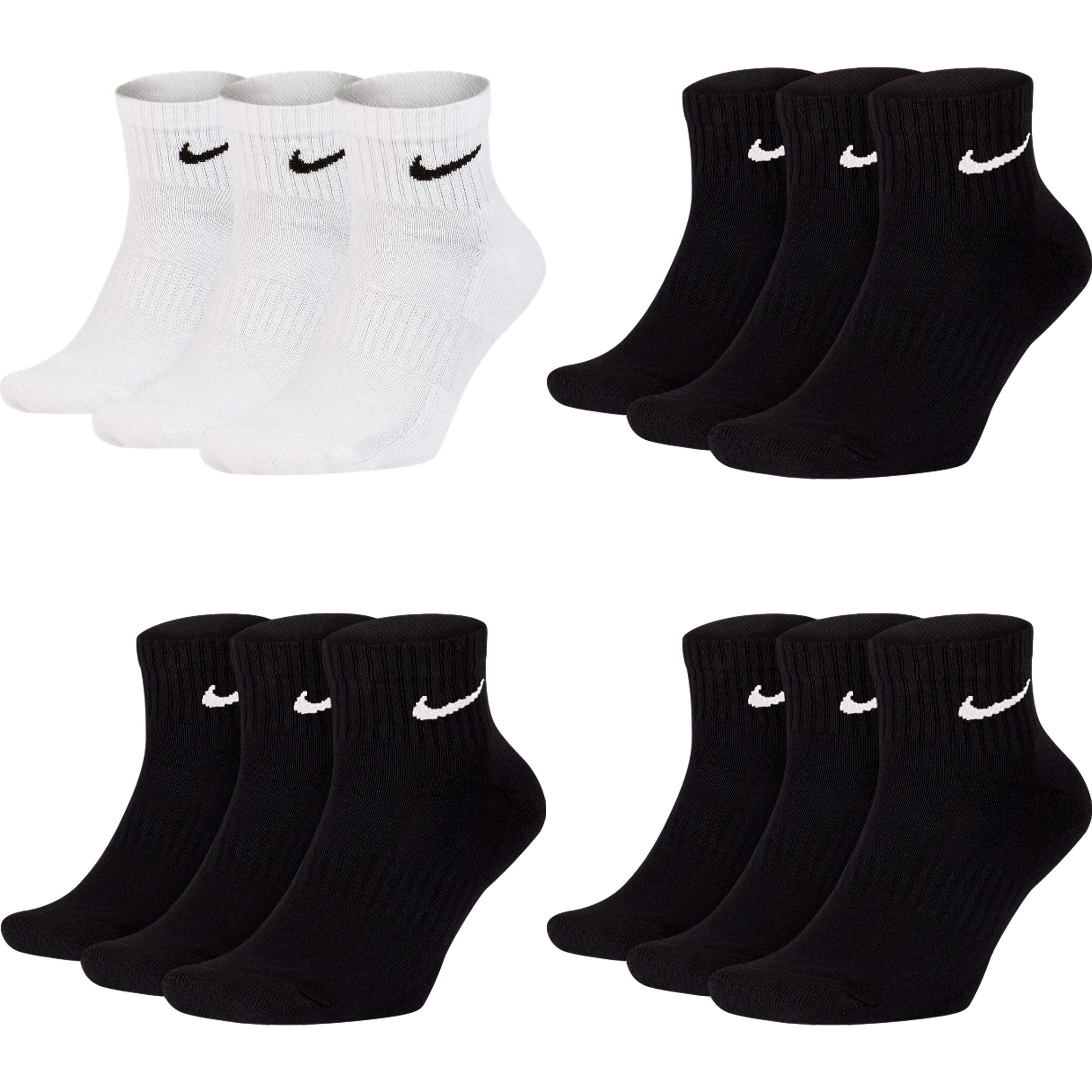 Nike Confezione da 3 paia di calze da uomo Everyday Cushion Ankle 3 paia bianche, 9 paia di nere. 42-46