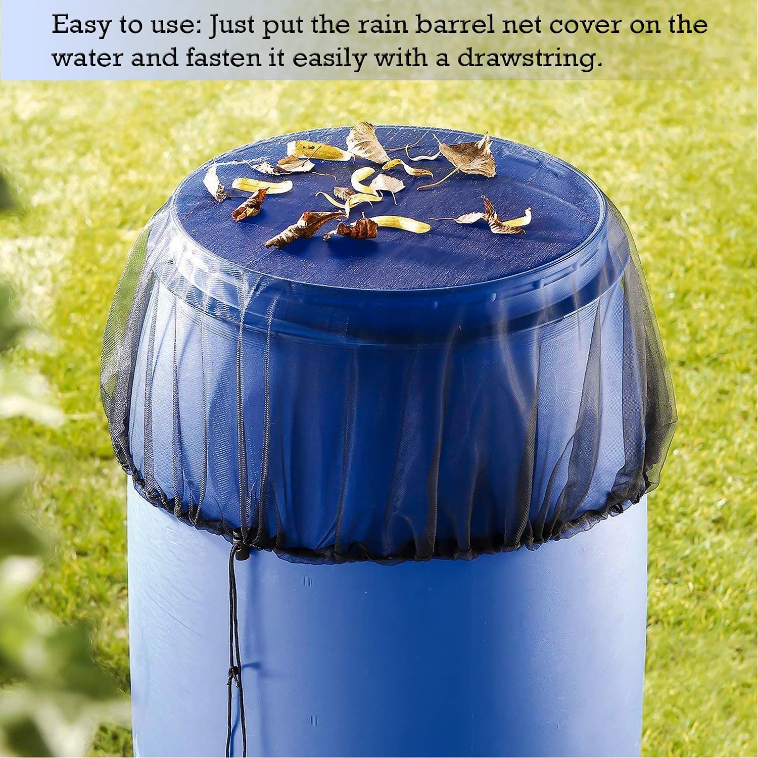 Filets De Protection Pour Tonneau à Eau De Pluie - Lot De 4, Diamètre 80 Cm, Avec Cordon De Serrage, En Polyester - 9