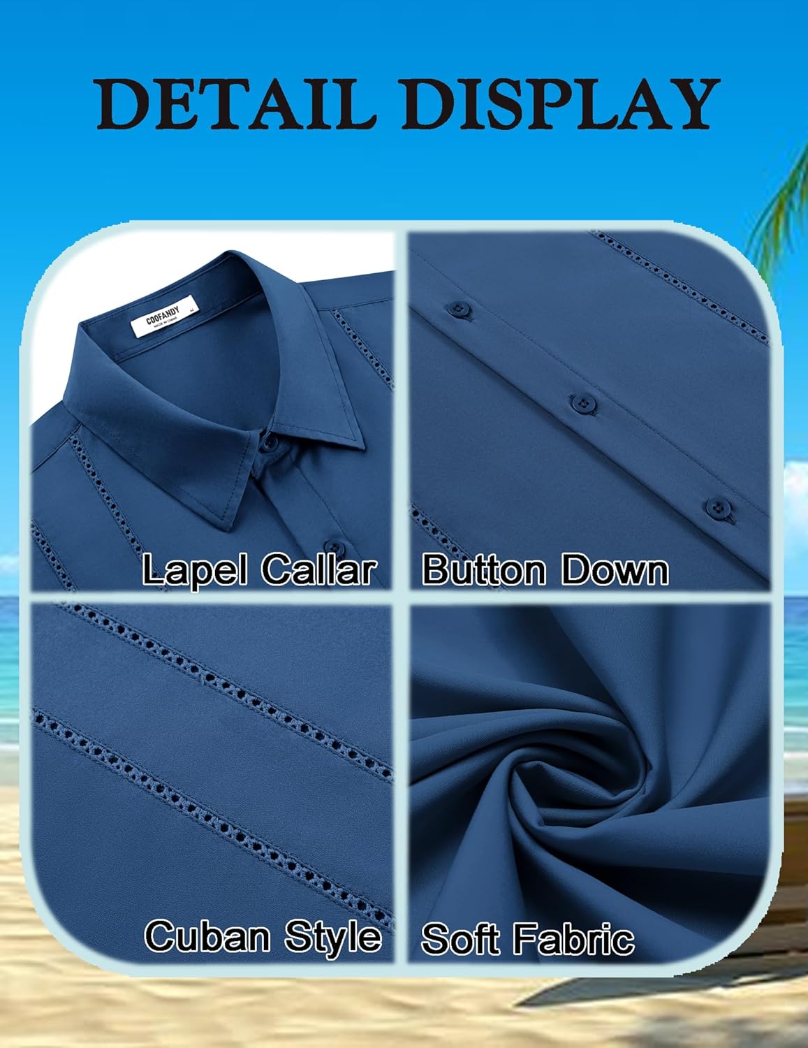 COOFANDY Mens Cuban Guayabera Shirt Short Sleeve Button Down Shirts Summer Beach Vacation Shirts - Image 5