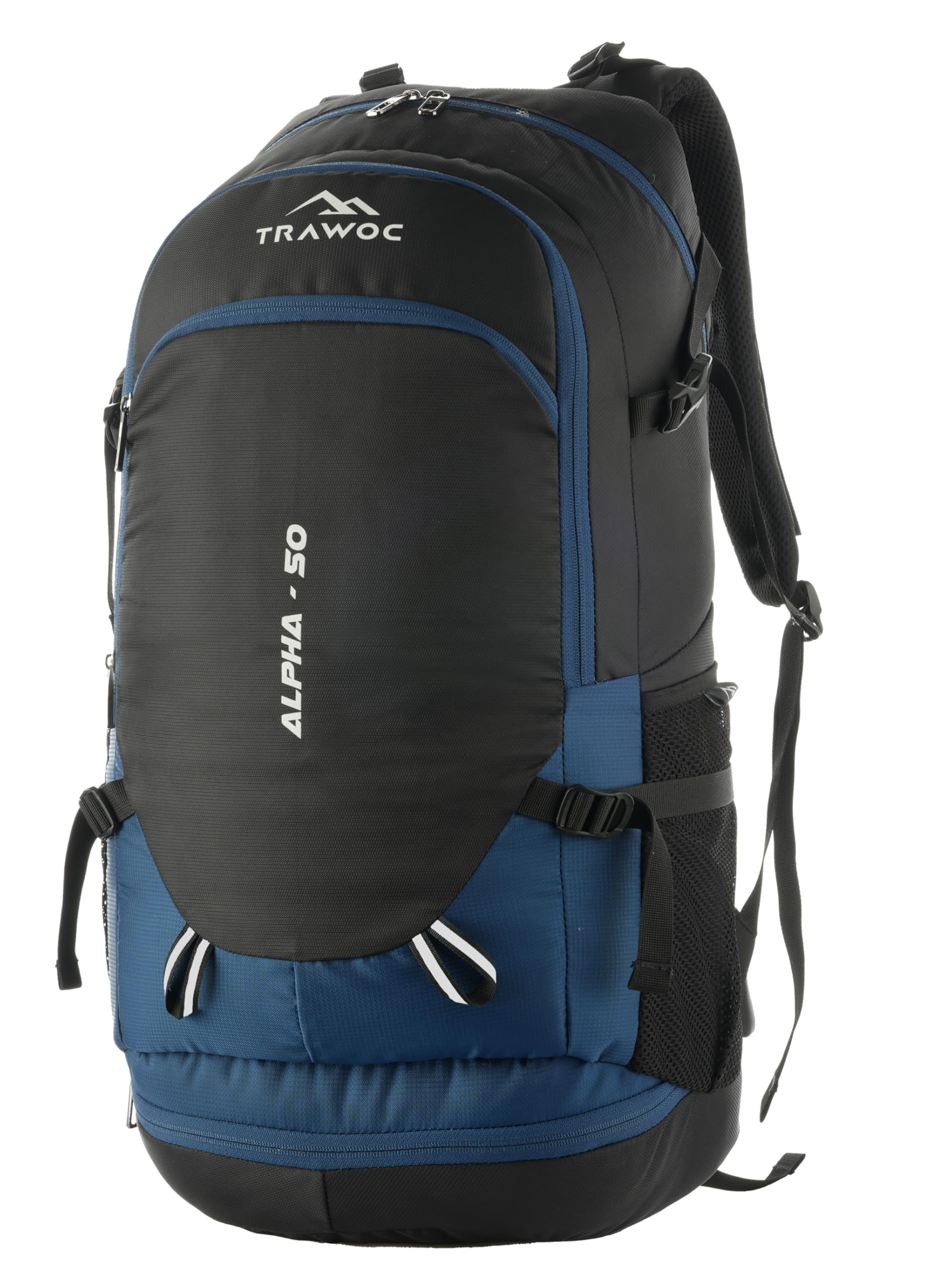 TRAWOC ALPHA 50 Litre Travel Backpack Water Resistant Daypack Bag for Cycling Trekking Hiking Camping for Men & Women, 3 Year Warranty, Sky Blue