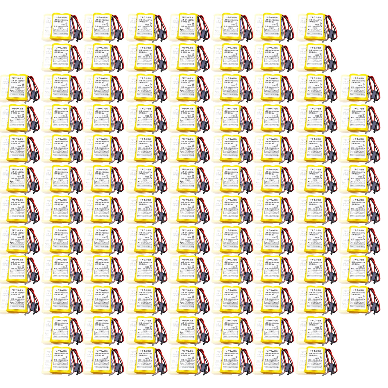 100-Pack BR-AGCF2W 6V PLC Lithium Battery 2200mAh Replacement for A98L-0031-0011 with Black Plug