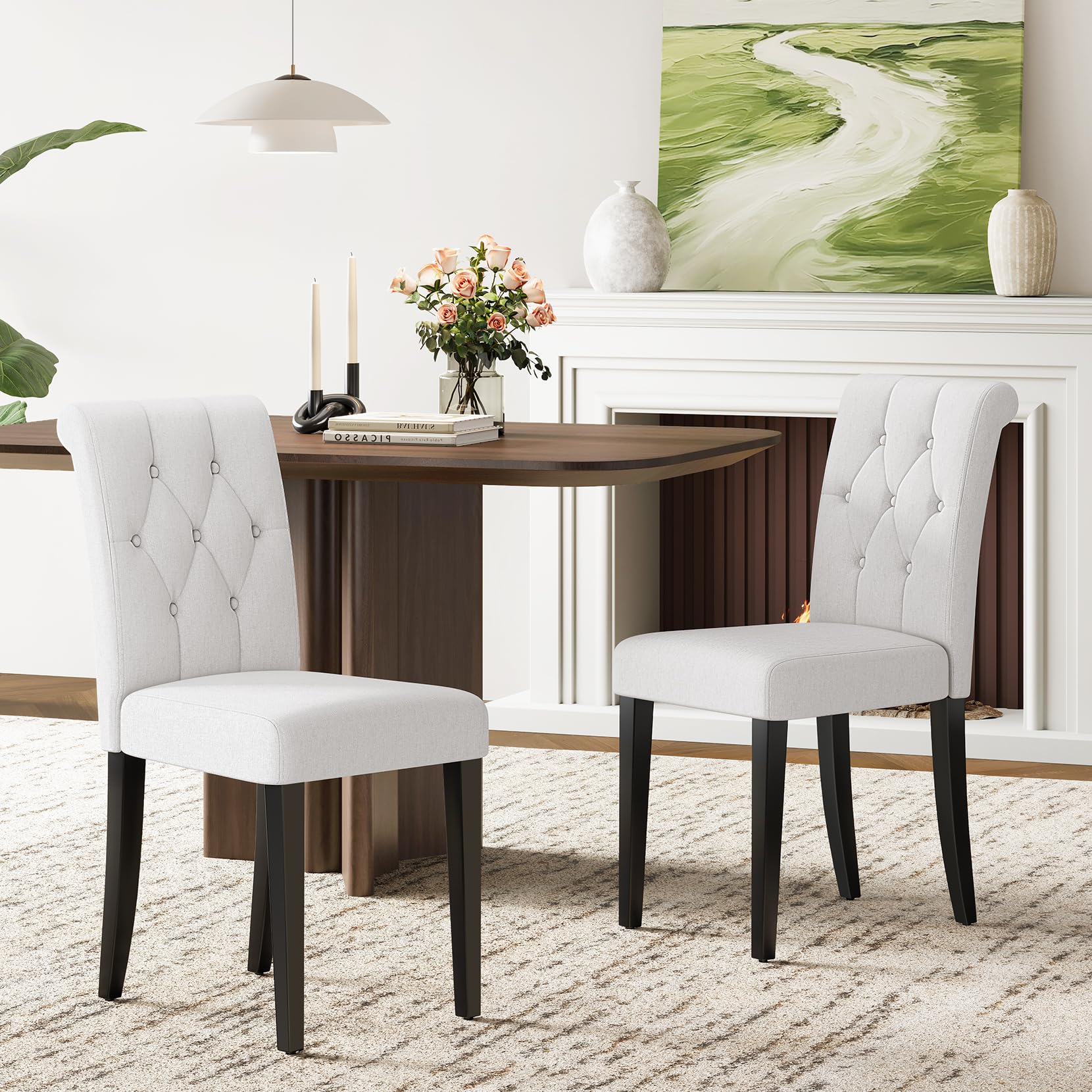 Welzona Esszimmerstühle 2er Set, Esszimmerstühle für Küche und Esszimmer, Küchenstuhl Modern, Stühle für Esszimmer Küche Wohnzimmer Schlafzimmer, Weiß