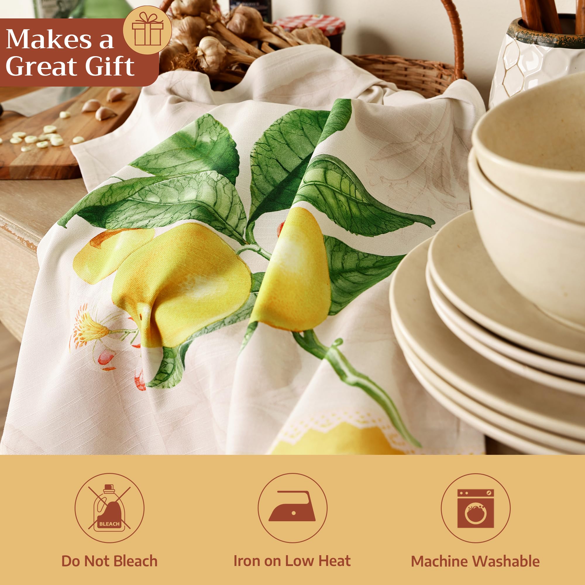 Maison d' Hermine Paño de Cocina 100% algodón, 50 cm x 70 cm, paños de Cocina de Pascua para Limpieza, Comedor, Fiestas de bufé y Uso en Bodas, Limoncello - Primavera/Verano (Juego de 3)