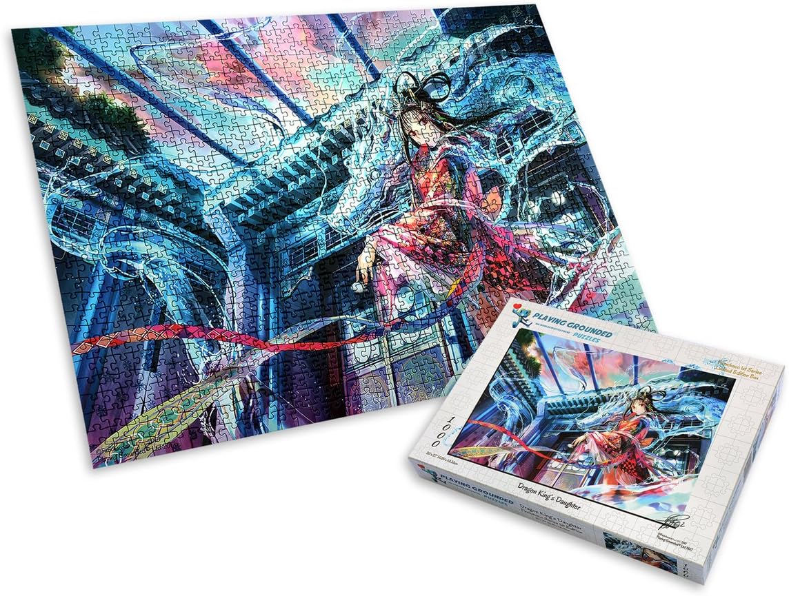 Playing Grounded Limited Edition Jigsaw Puzzle 1000 Pieces Dragon King's Daughter Anime Collectible Anime Puzzle Dragon Puzzle Fantasy Puzzle Japanese Jigsaw Puzzle