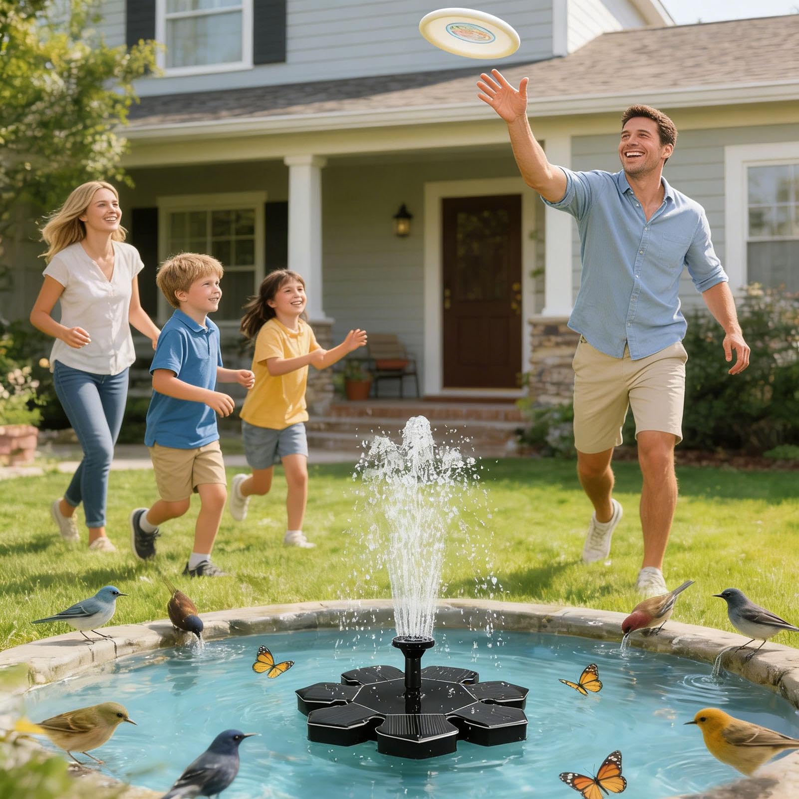Pratica decorazione a energia solare, senza fili, a forma di , per esterni per abbeveratoio per uccelli, adatta per cortile, cortile, , giardino e terrazza