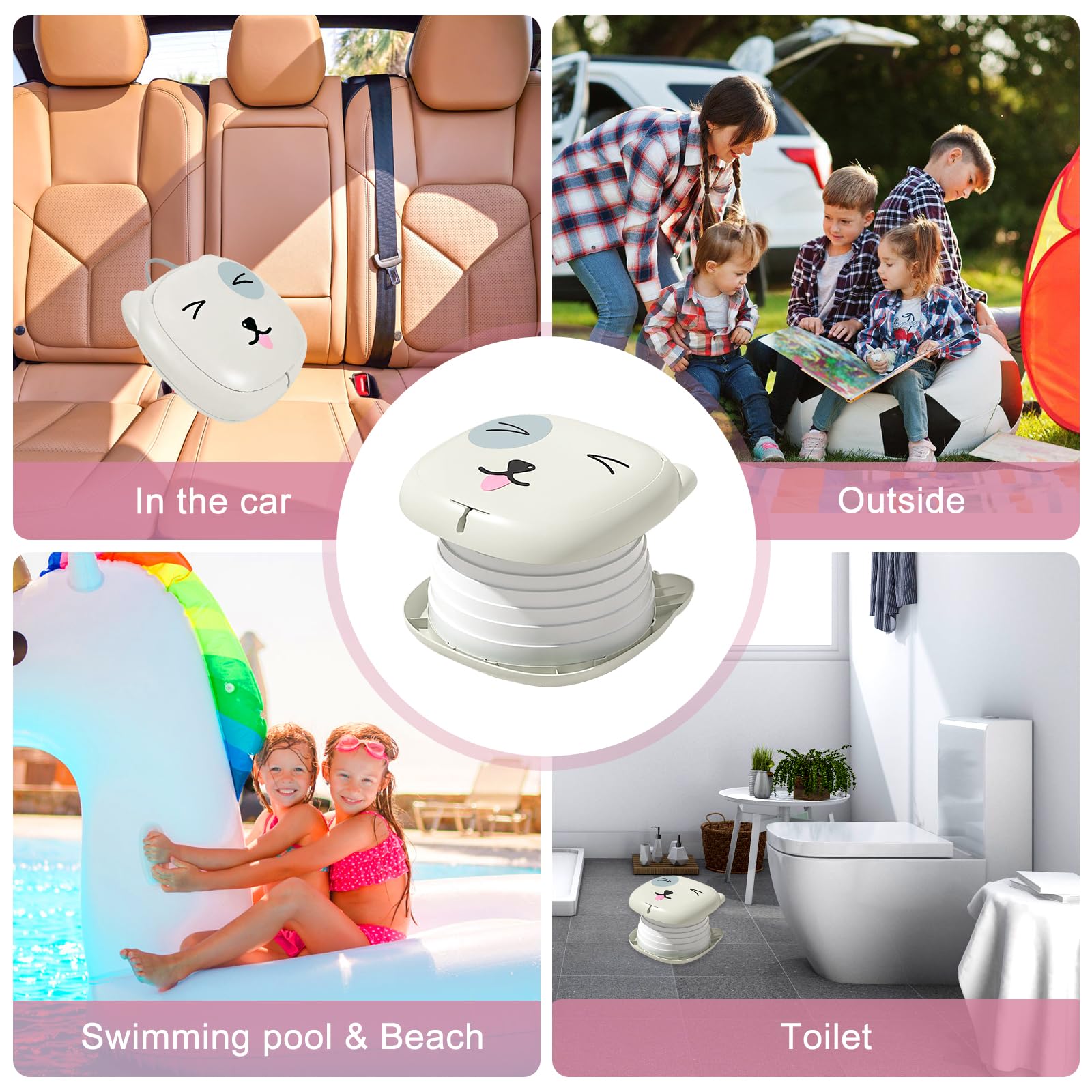 Töpfchen Falttoilette Kinder, Klapptoilette für Kinder, Faltbarer Toilettensitz Kinder, Töpfchen für Unterwegs, Töpfchen Faltbar, Töpfchen für Kinder Baby Toilettensitz mit Ersatztaschen(Grau)