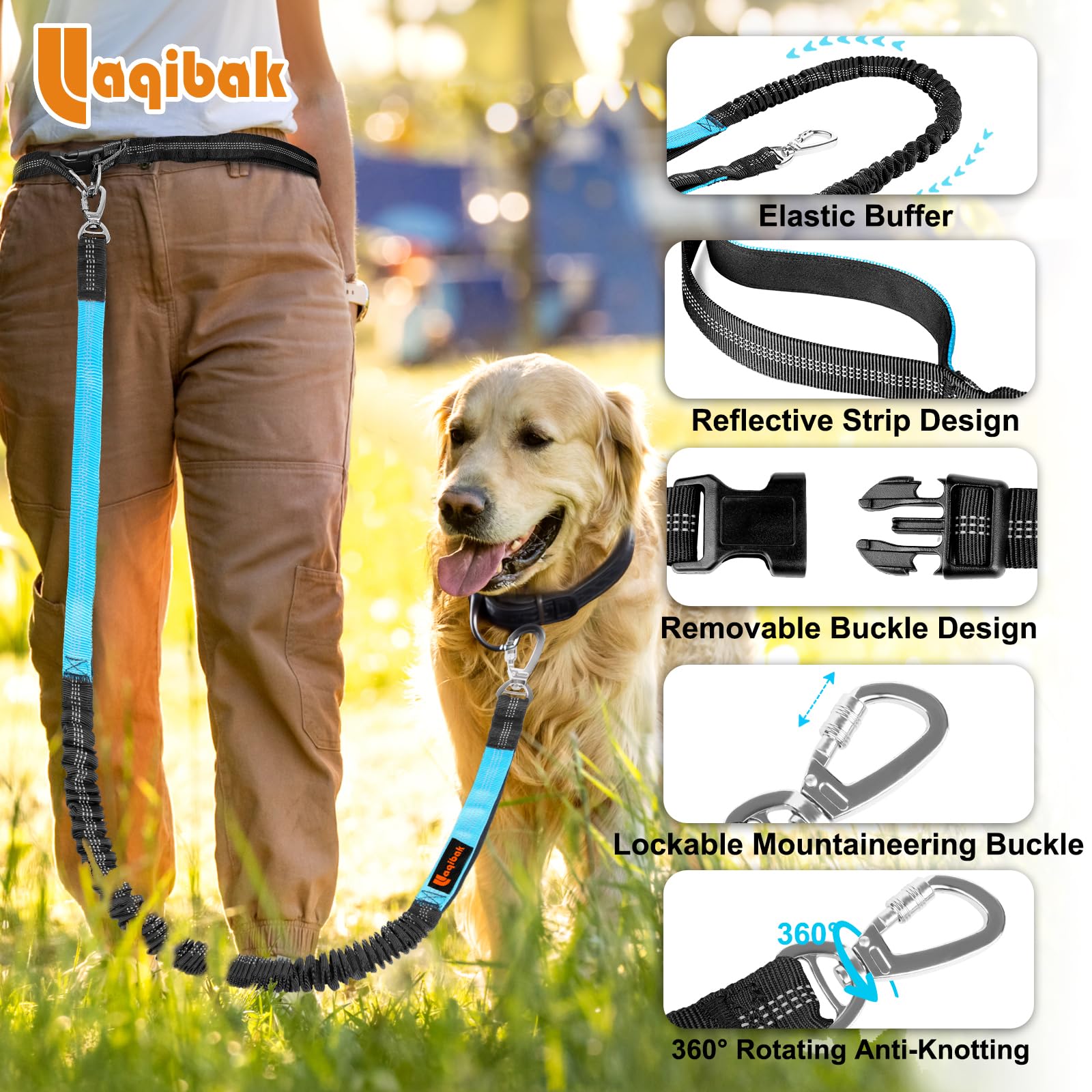Running Leash For Dogs Hands-Free Dog Leash With Waist Belt