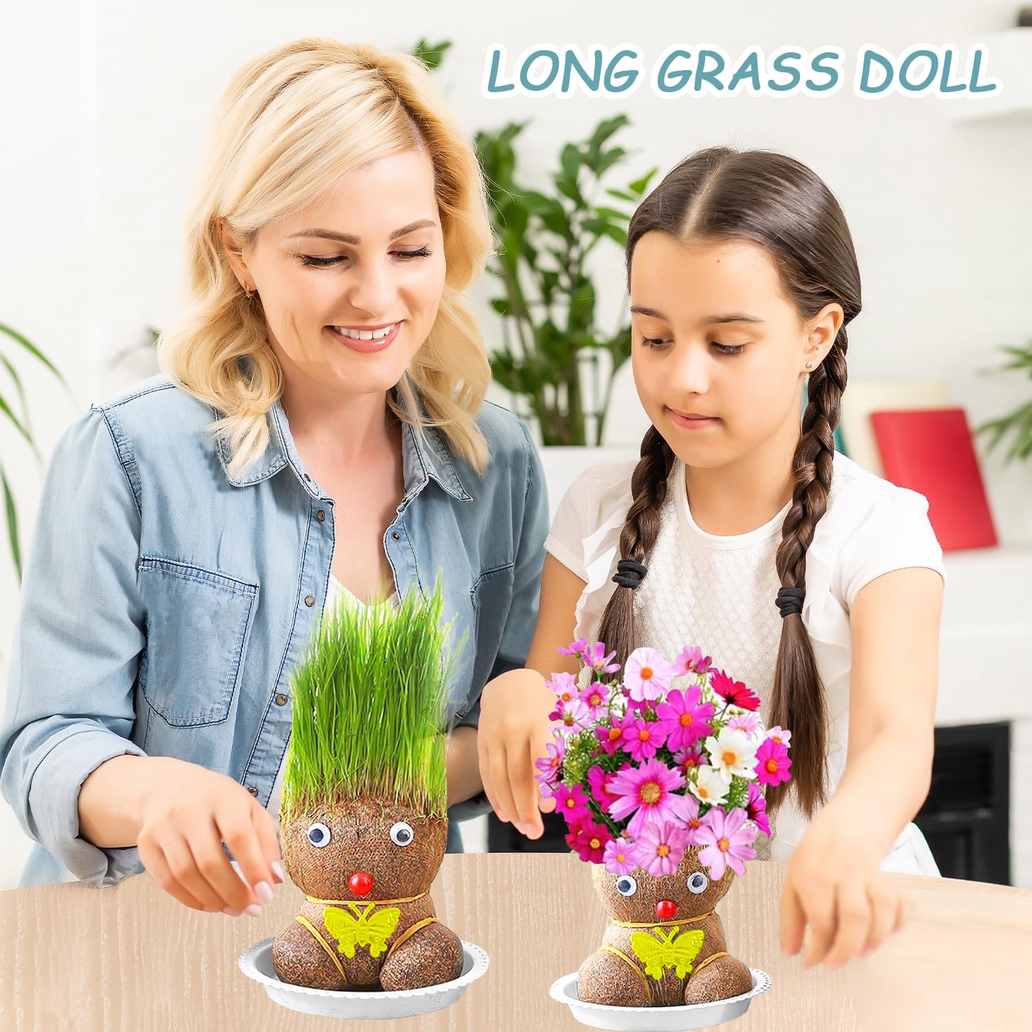 Pot De Fleurs En Forme De Tête De Poupée – Mini Pots De Bonsaï Verts De Bureau Avec Plateau