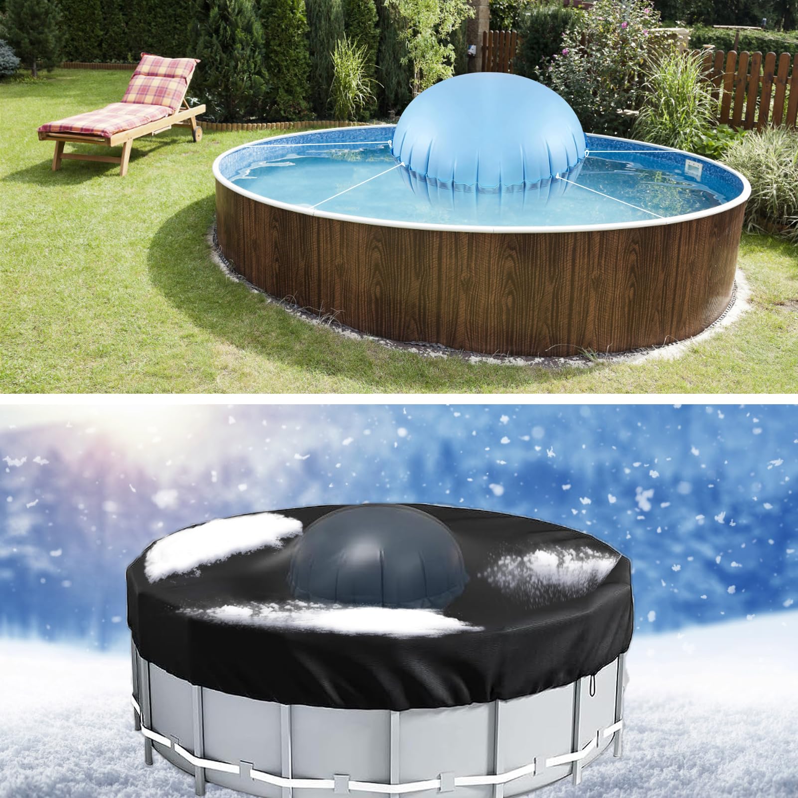 Tefola Produit Hivernage Piscine, 1Pcs 48 * 48 inches Coussin de Piscine, Coussin d'air De Piscine, Oreiller Gonflable pour Hors-Sol Coussin Égalisateur de Glace pour Piscine