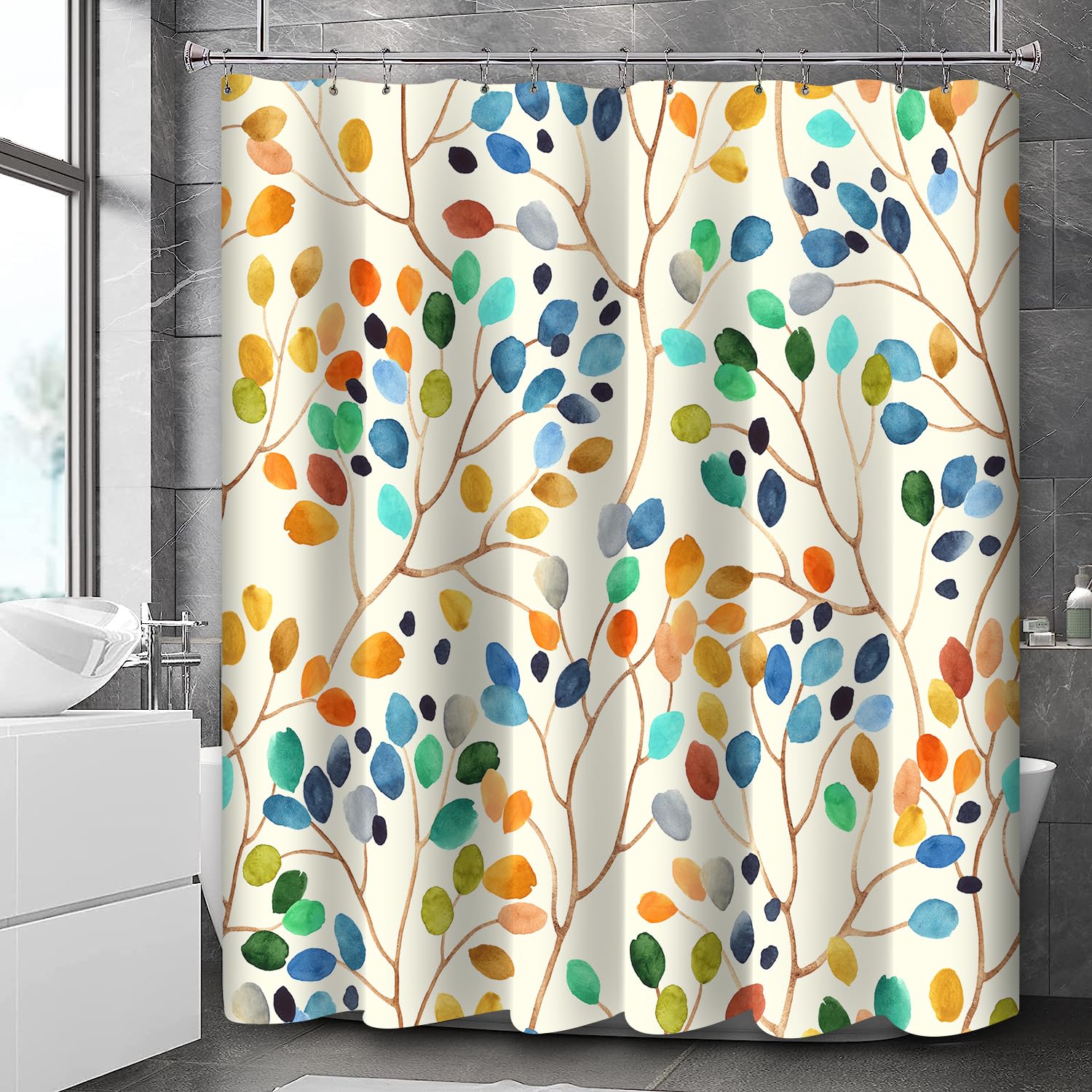 Riyidecor - Cortina De Ducha De Flores Florales Para Decoración De Baño
