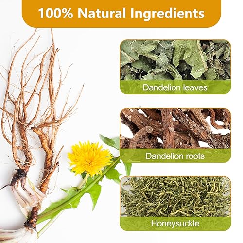 Miniatura 3 de Té orgánico de hoja de diente de león, té de hierbas de raíz y hoja de diente de león con madreselva, sin cafeína, mezcla de té de desintoxicación