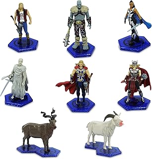 Disney Store Official Thor: Love and Thunder Deluxe Figurine Playset, 8 Pc. Set, Includes: Thor Ravager, Korg, Valkyrie, Gorr, Mighty Thor, Thor Battle, Toothgnasher and Toothrinder, Ages 3+