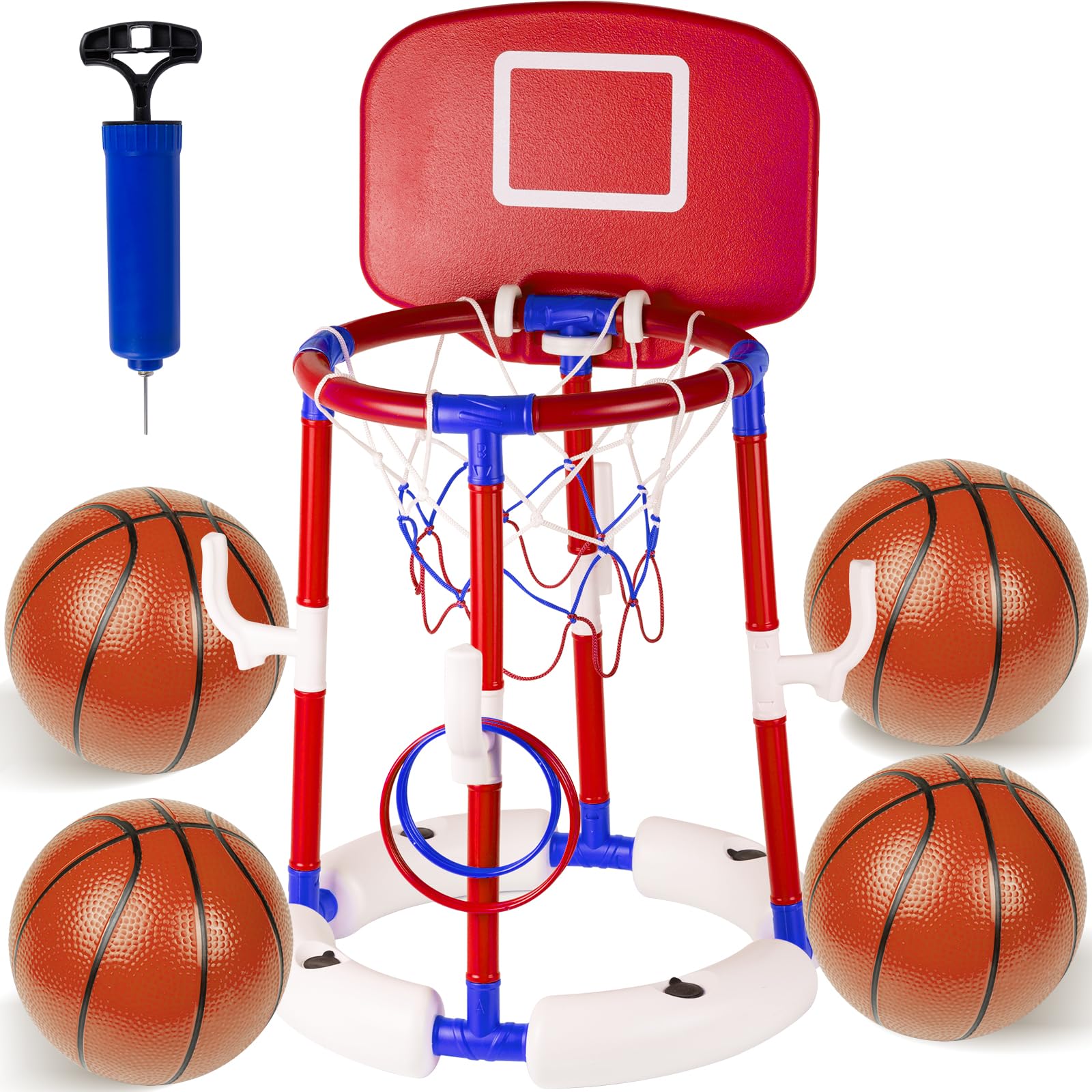 mtchavno Stable Water Basketball Hoop,Floating Pool Basketball Hoop Set,2-in-1 Swimming Pool Basketball Hoop with Backboard for Pool Party Fun & Outdoor Family Games