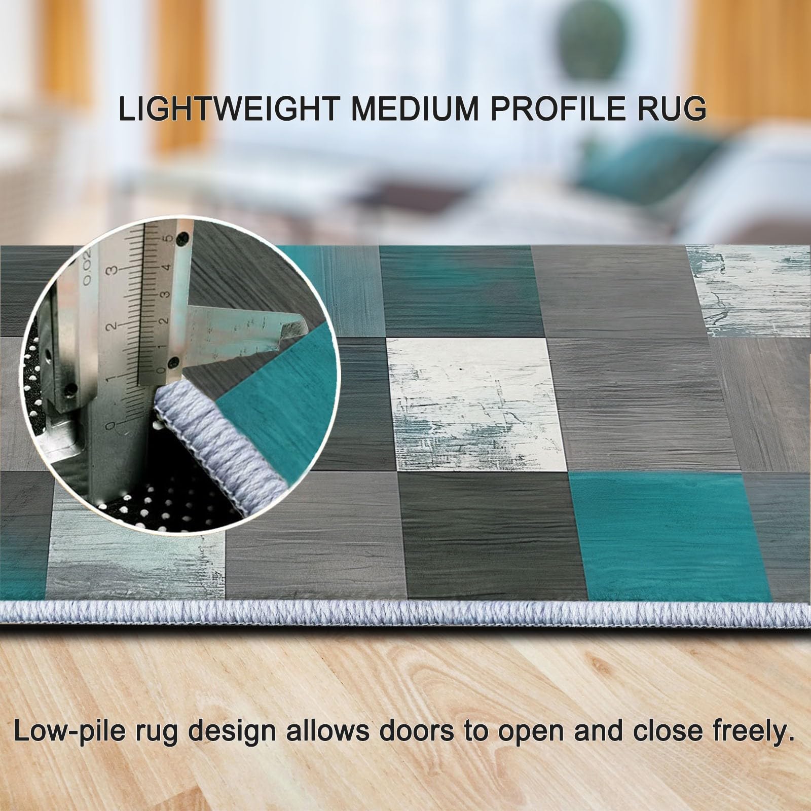 Dywan w stylu słojów drewna 3D klocki Ultra miękki dywan z krótkim włosiem, zmywalny dywan z antypoślizgowym tyłem 140 x 200 cm do salonu sypialni, kuchni, biura i jadalni - można prać w pralce
