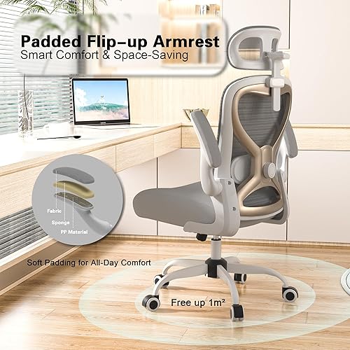 Miniatura 7 de Sillas de escritorio de oficina en casa, silla de oficina ergonómica con soporte lumbar y reposacabezas 3D, silla de escritorio para computadora con