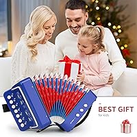 Vista 5 de Acordeón para niños, control de 10 teclas, mini juguete de acordeón, regalos fáciles de tocar para niños y principiantes, instrumento musical ligero