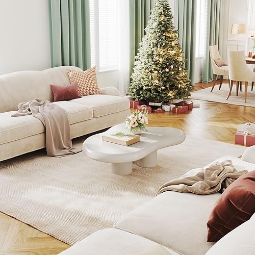 Miniatura 4 de Guyii Cloud - Mesa de centro moderna blanca para sala de estar, bonita mesa de té irregular para interiores con 3 patas, fácil montaje