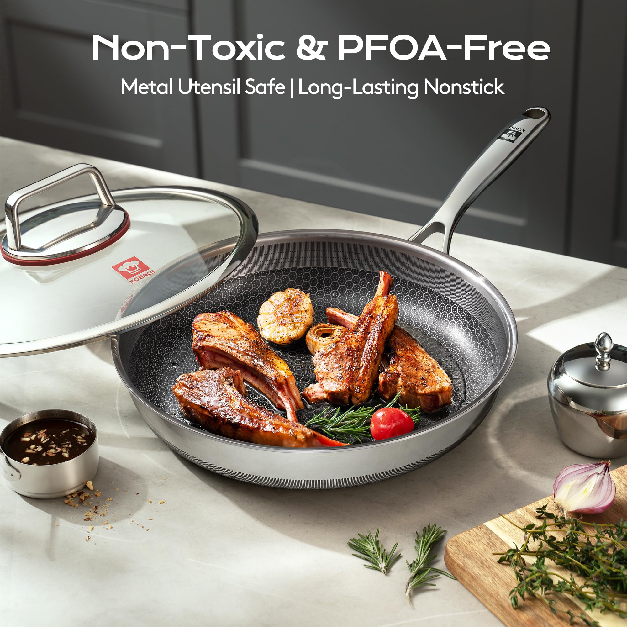 石製調理器具　COBEK KOBACH 8in Nonstick Frying Pan - Stainless Steel Skillet