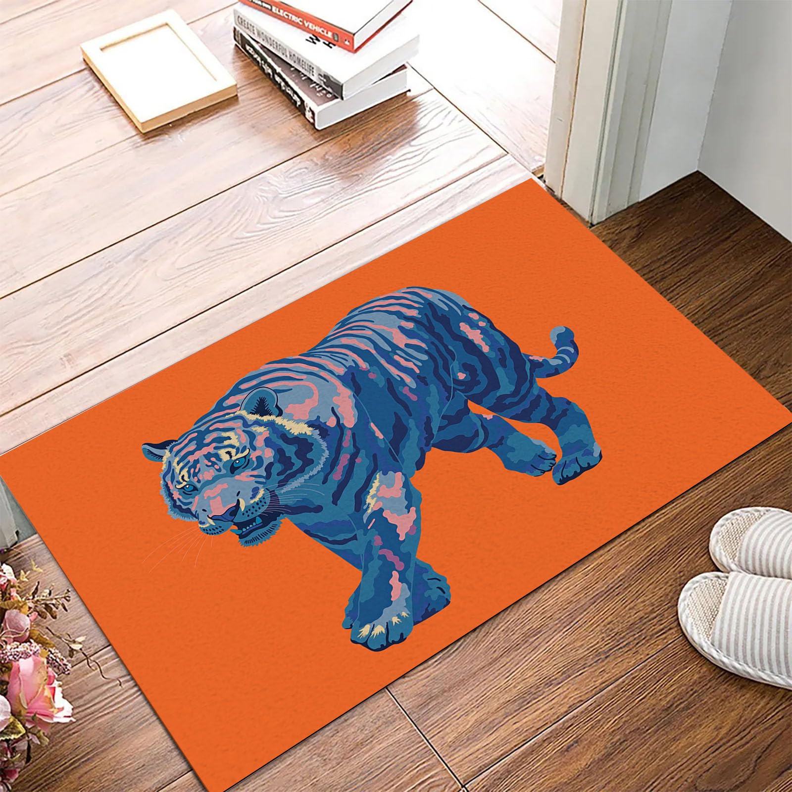 Tapis lavable en machine 80x120cm paillasson entrée tigre