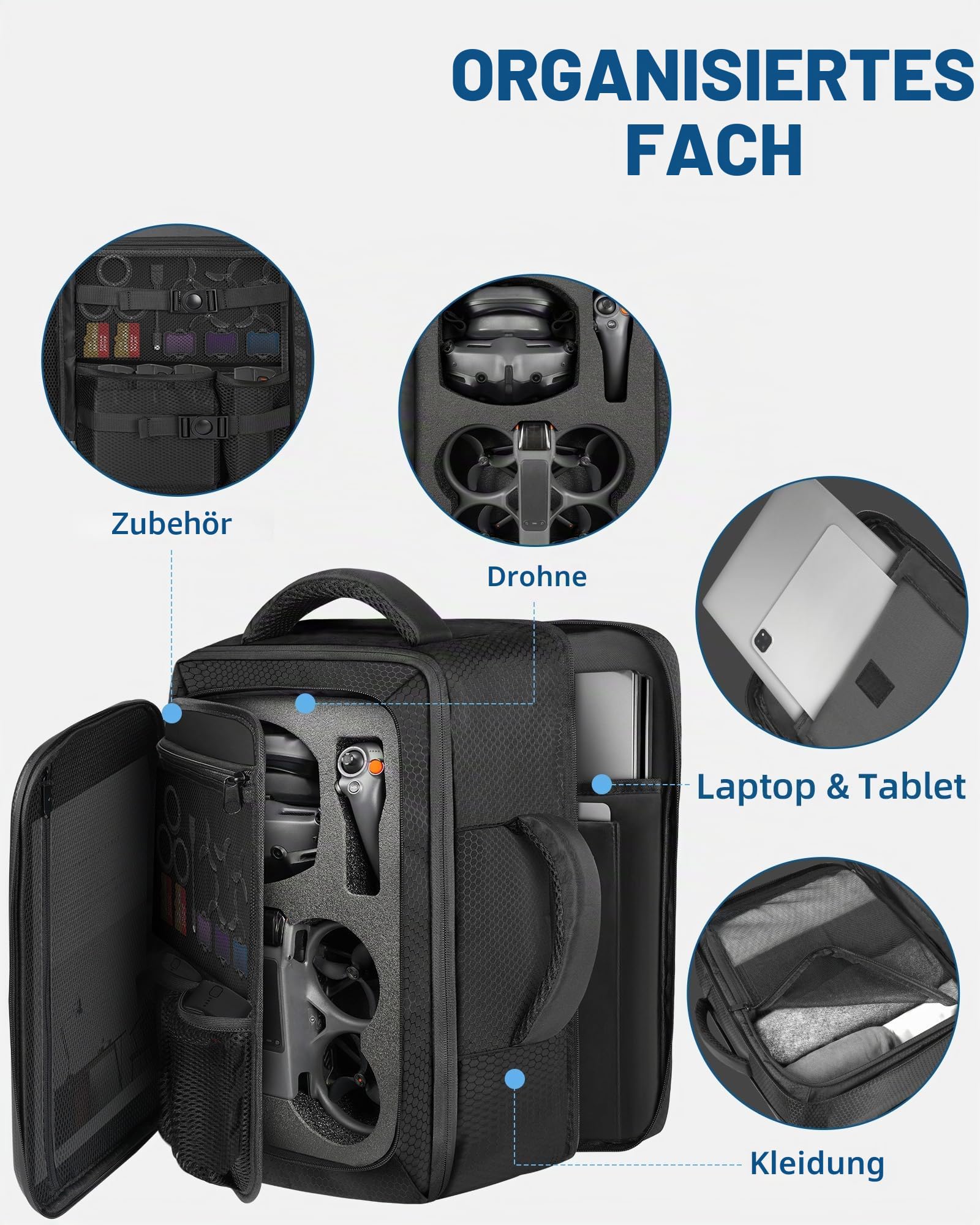 PEKREWS Tasche für DJI Avata 2, für DJI Goggles 3, RC Motion 3, Handgepäck