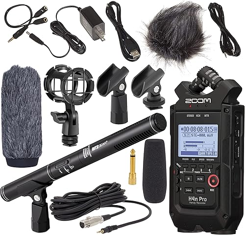 Zoom H4n Pro - Grabadora profesional con micrófono Ritz Gear para video, cine y radiodifusión para cine en interiores y exteriores, kit completo de