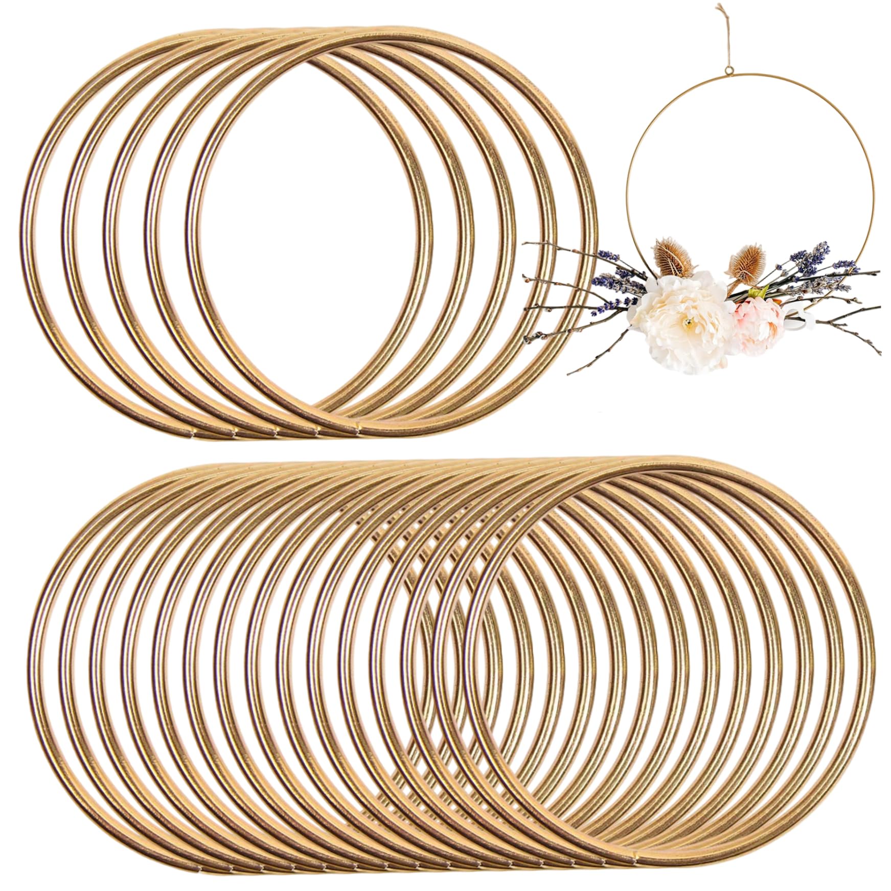 Metal Rings for Crafts, Dream Catcher Rings 20PCS 4 Inch Gold Floral Hoop, DIY Metal Hoops Wreath Macrame Craft Ring for Wall Hanging Dream Catcher, Wedding Wreath