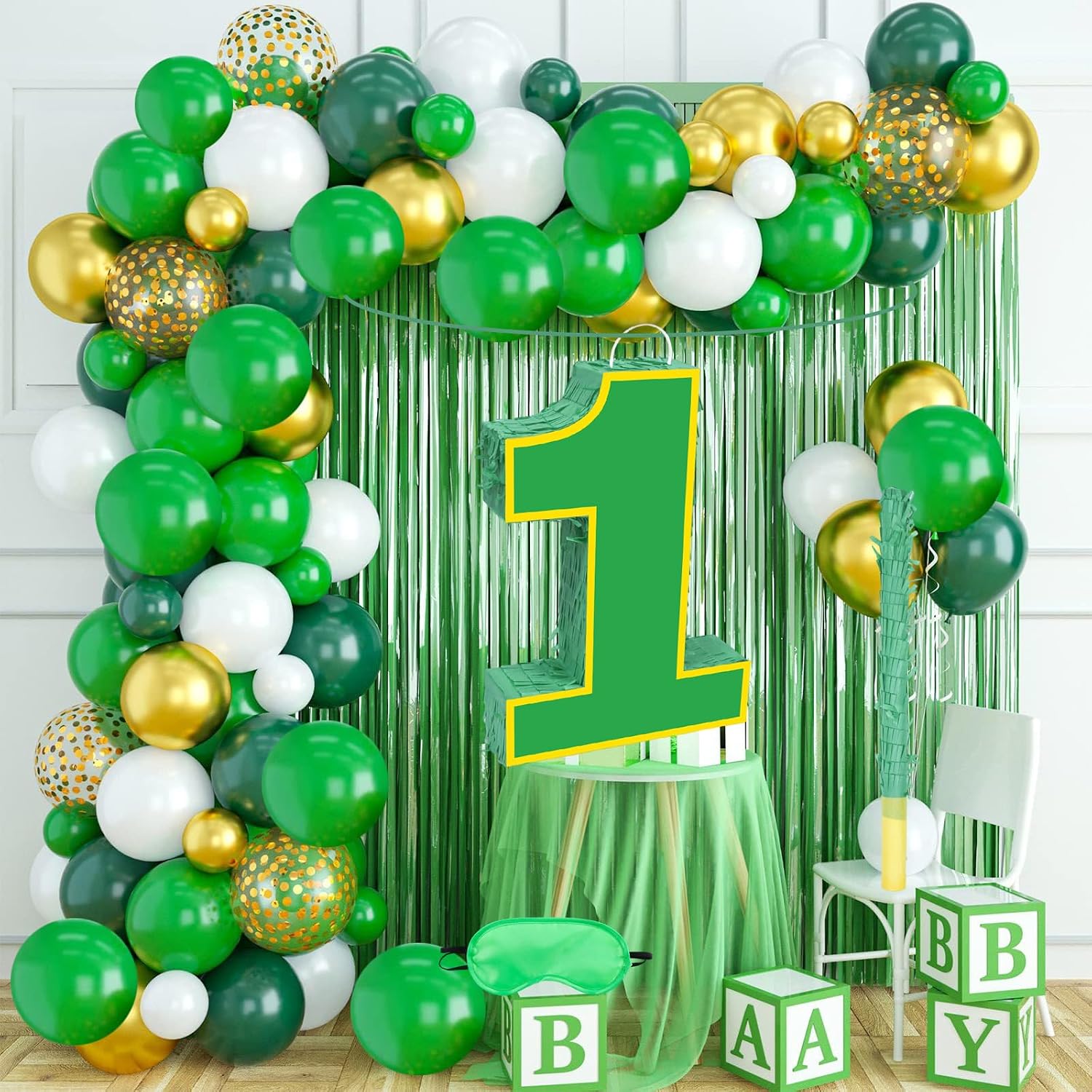 15.7" Street Number 1 Pinata, 1st Birthday Party Decorations with Stick Blindfold Confetti for Boys Girls Street Theme Birthday Baby Shower