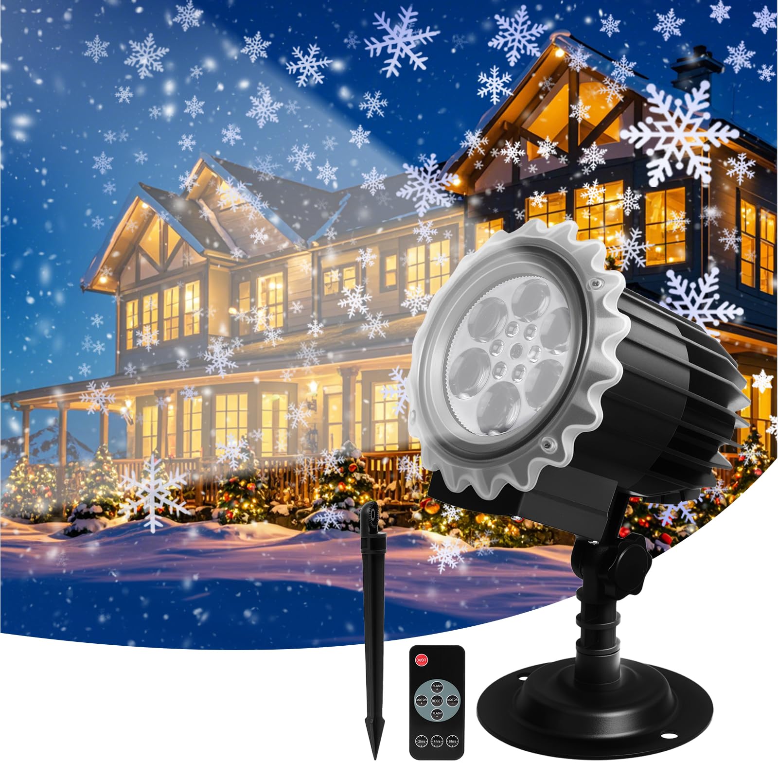 Luces de proyector de nieve, proyector LED de copo de nieve impermeable IP44 para exteriores, lámpara de proyección giratoria de caída de nieve blanca para Halloween, Navidad, Año Nuevo, fiesta, boda,