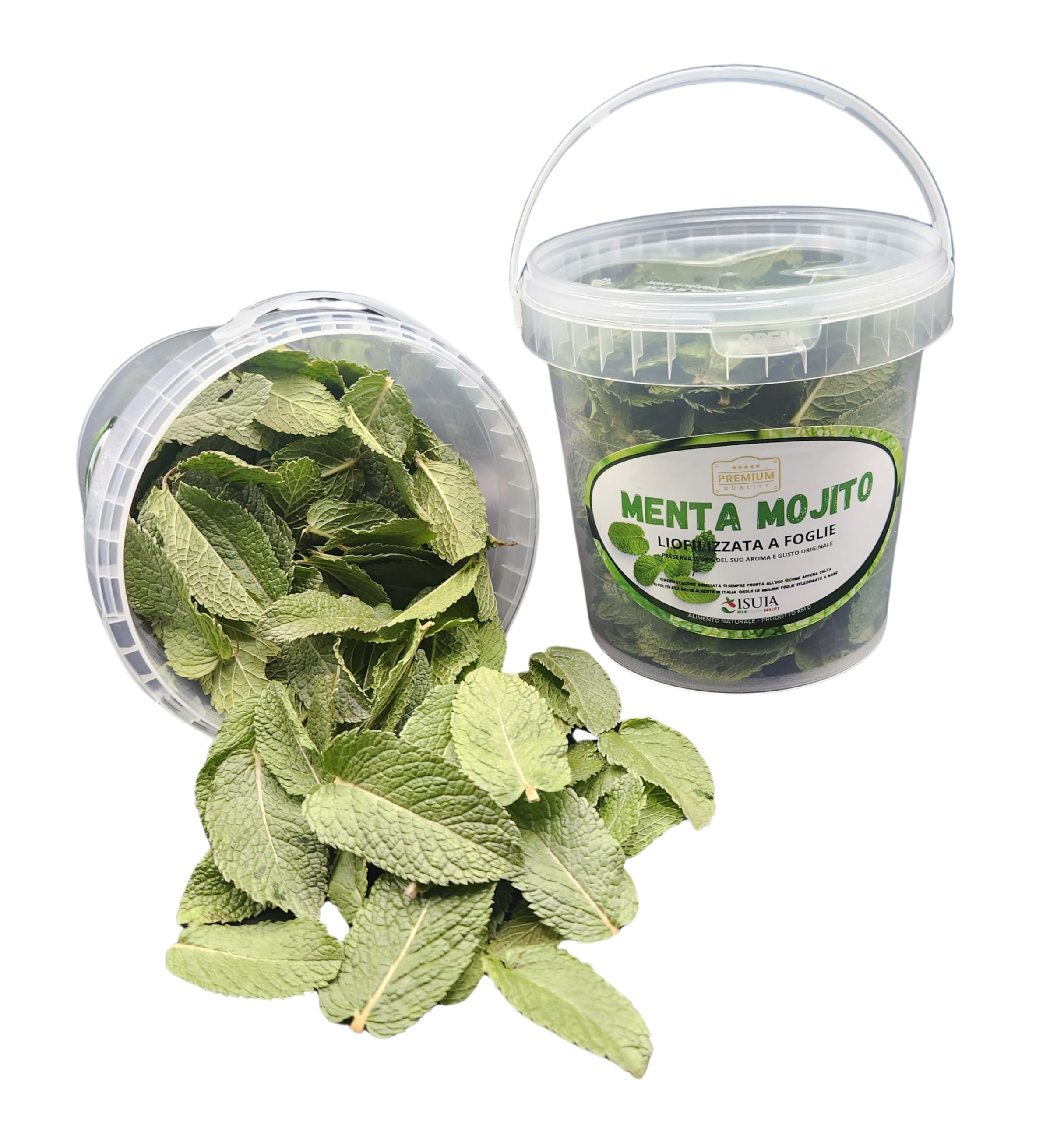 Menta Mojito liofilizzata a foglie intere-pronta all'uso per Cocktail, tisane e Piatti Innovativi-Preserva il 98% del gusto, colore e aroma della menta fresca- 100% MENTA HIERBABUENA-