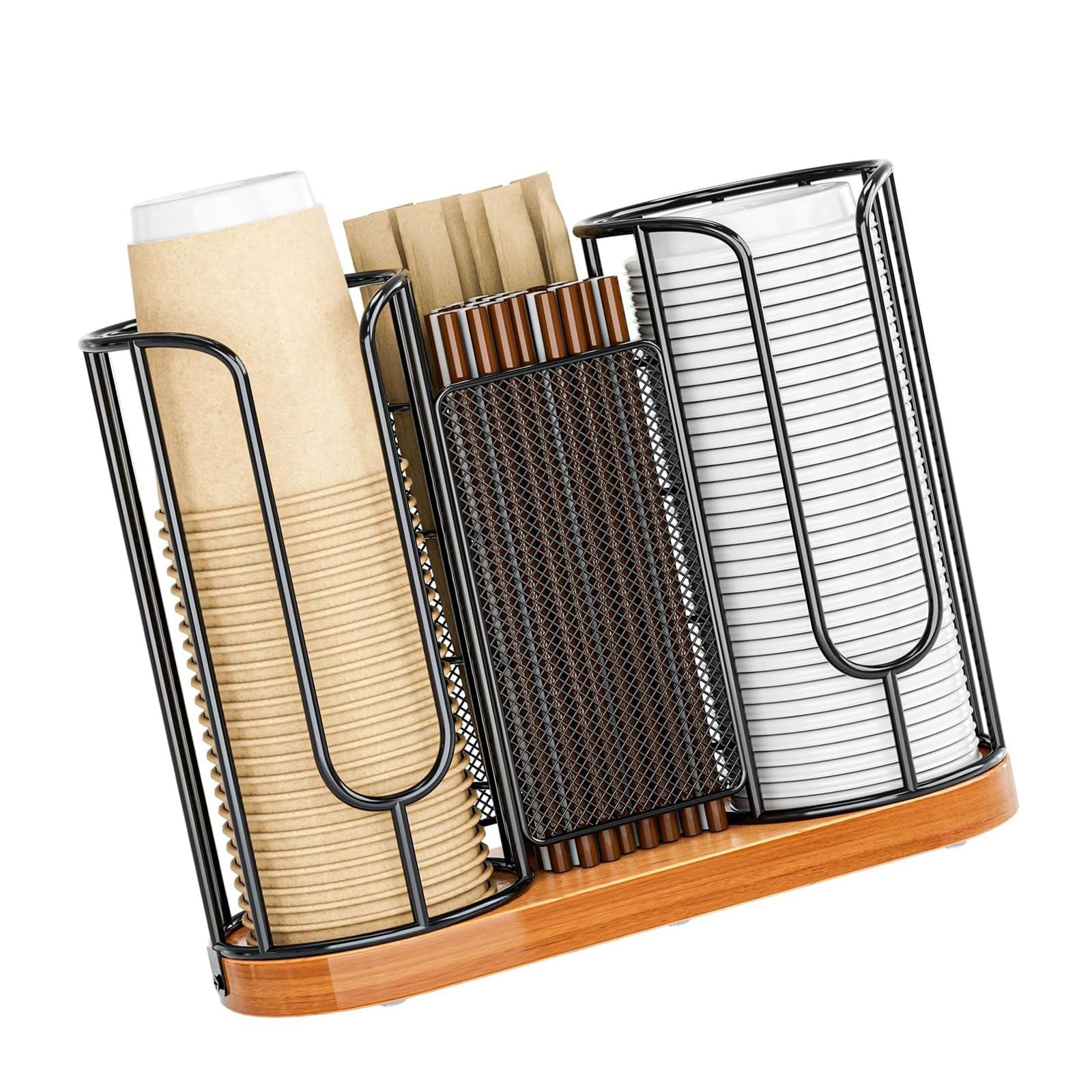 JSGHGDF Contemporary Cup Planner Showcasing Ventilated Pattern and Textured Wood Platform Excellent for Professional or Domestic Usage Commercial Cup Holder