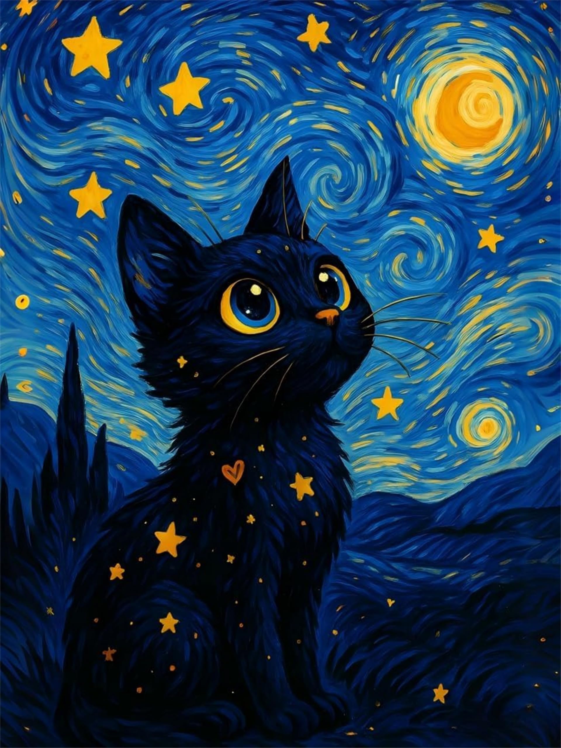 Wujiej Cat2 Paint By Numbers Kit For Adults,Diy Cat Painting Kits On Canvas, Color By Numbers,Large Adult Paint By Number For Gifts,Home Wall Decor (Cat2)