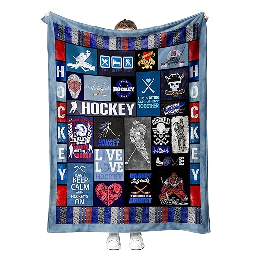 Hockey blanket hockey gifts for boys kids men women soft cozy fleece throw blanket for couch bed sofa xmas decor bedding 50'' x 60'' (hockey blanket 06)