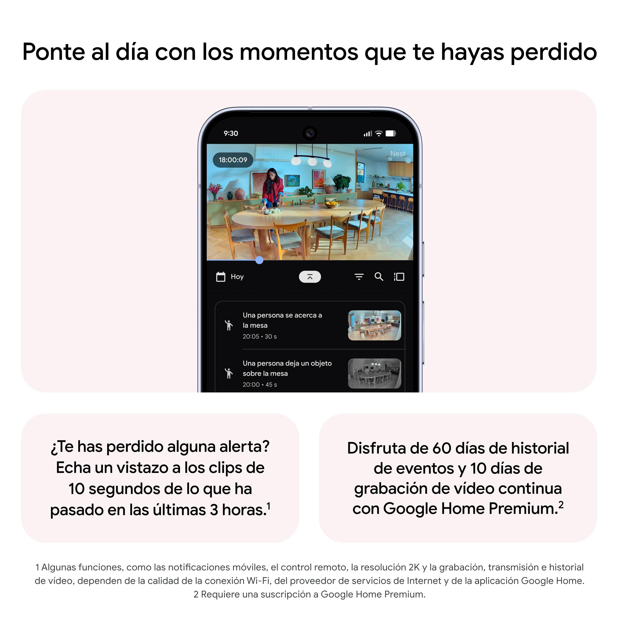 Google Nest CAM Indoor (con Cable, 3.ª Gen.) - Cámara de Seguridad de Interior con vídeo 2K - Funciona con Google Home - Nieve