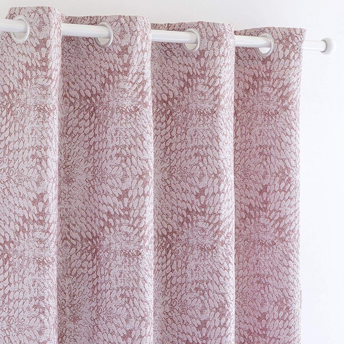 Cortina con ollaos Palma rosa de Lanovenanube 200x260 cm jacquard