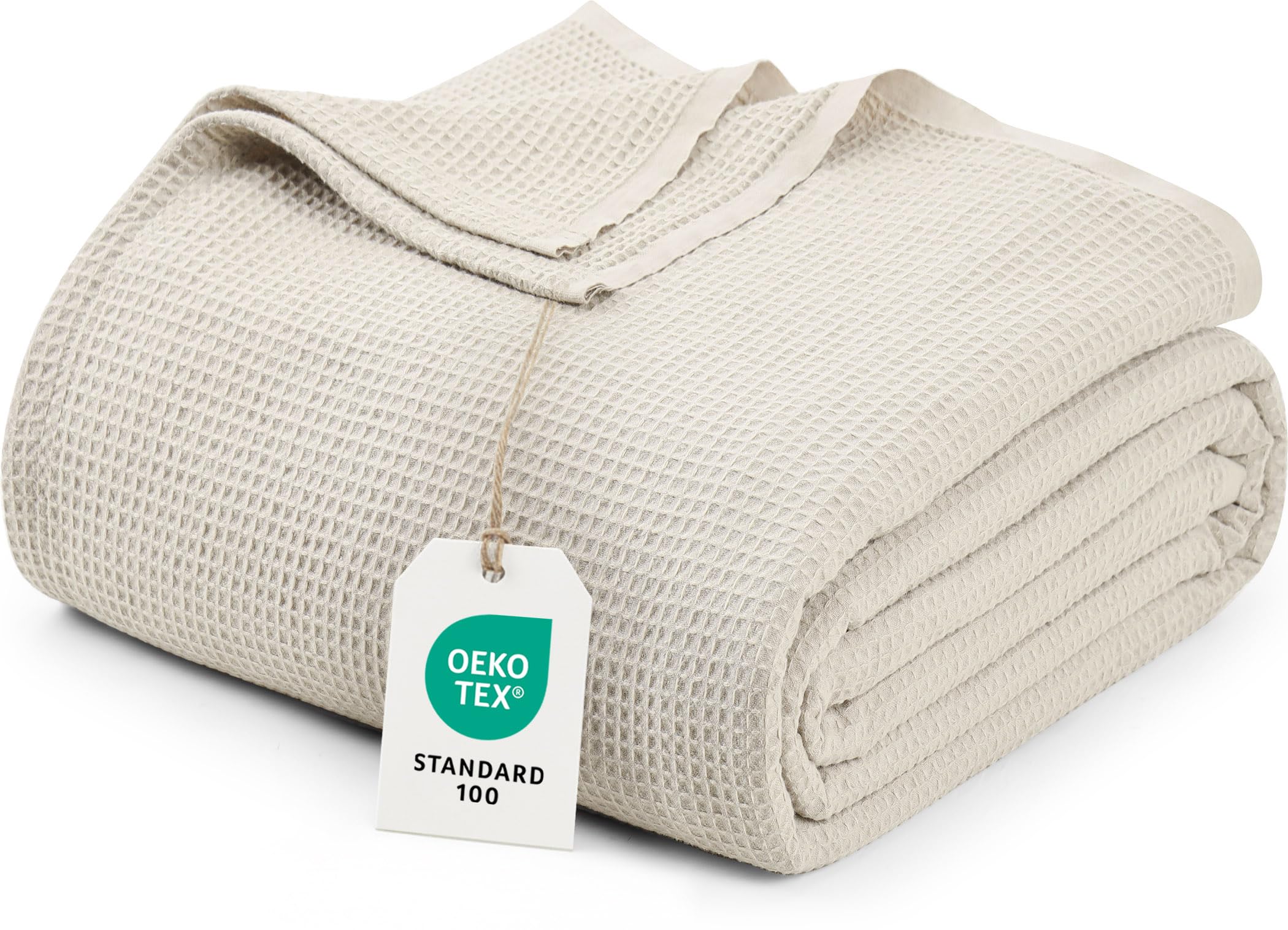 utopia bedding khaki waffle blanket twin size soft lightweight breathable cotton blend bed blanket for all seasons luxury throws for bed couch and sofa
