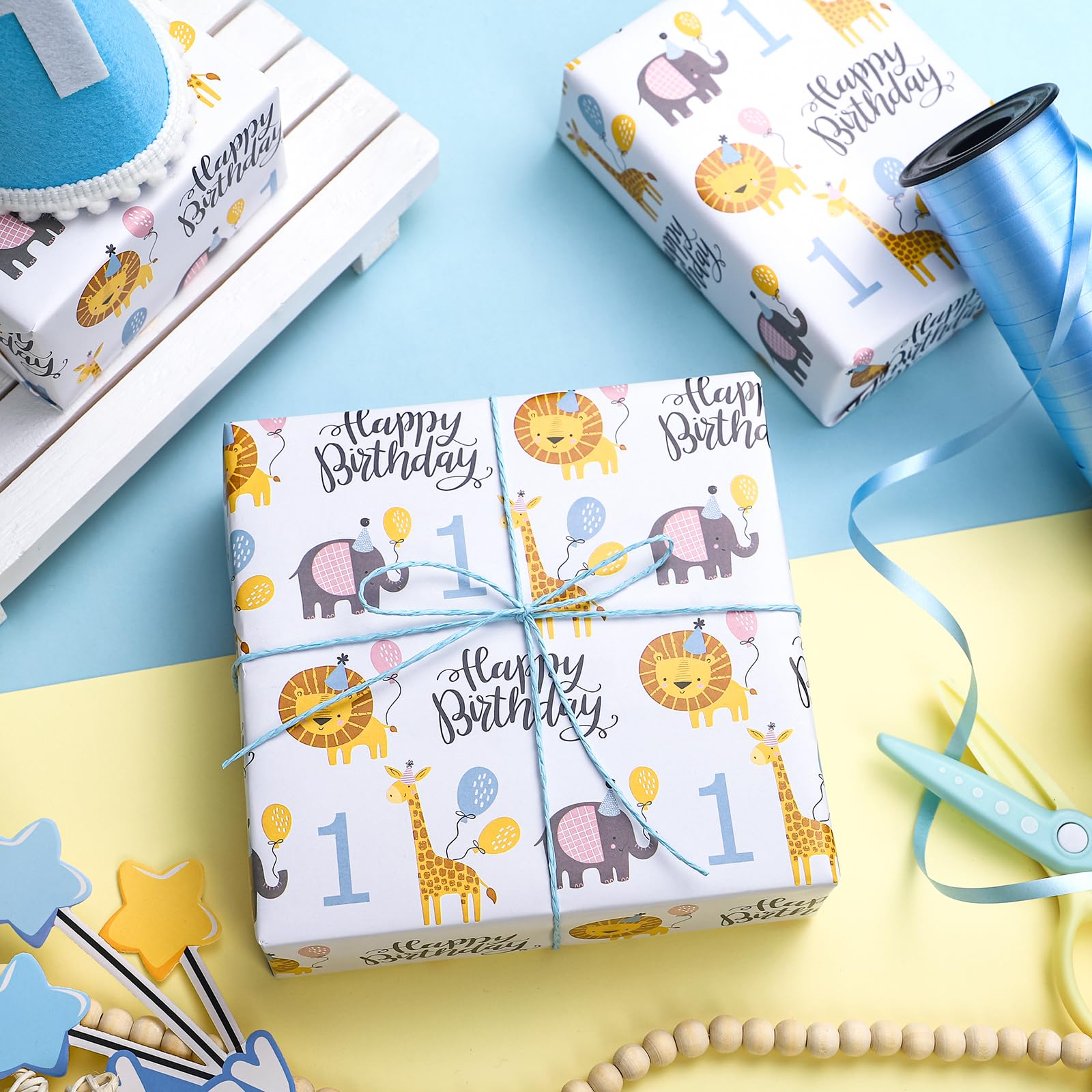 WRAPAHOLIC Baby Shower Wrapping Paper Bundle - 3 Mini Rolls 17x120 - View #13