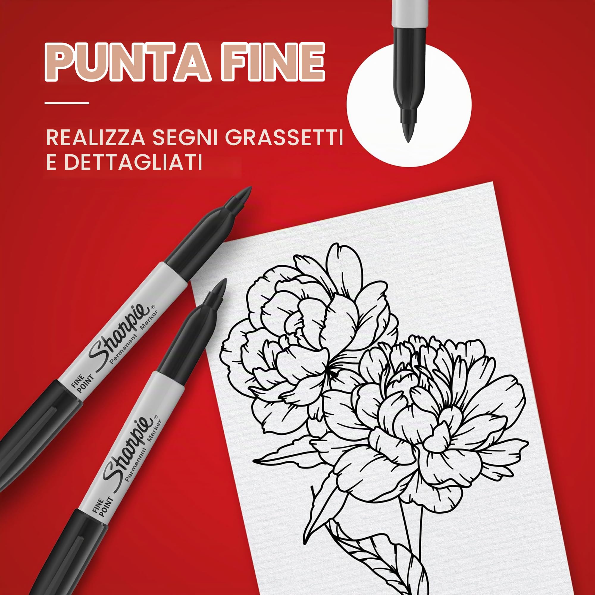 Sharpie Pennarelli indelebili | Punta fine per dettagli in grassetto | Inchiostro nero | 40 pennarelli