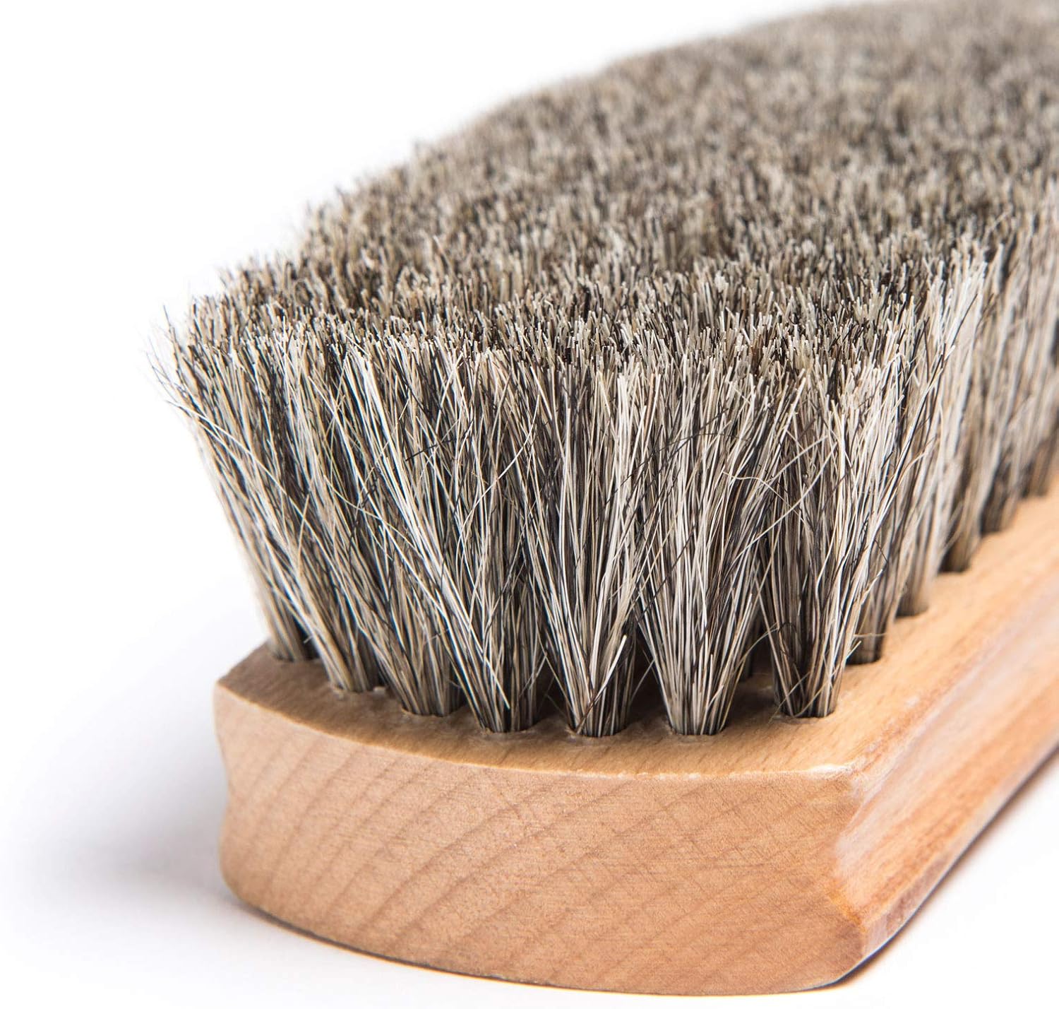 Otter Wax Premium Horsehair Shoe Brush | Soft Natural Horsehair for Leather Polishing & Buffing | Ergonomic Birch Handle | Safe for Delicate Leather & Fabric