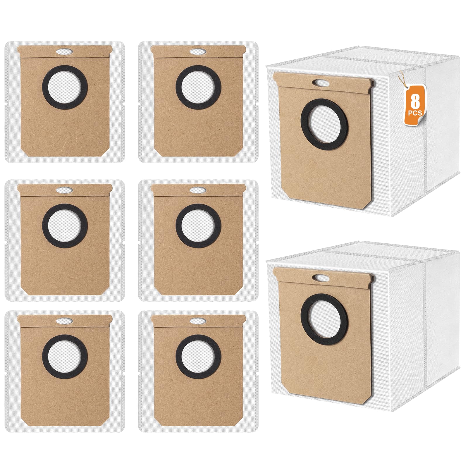 LOOHAOC Pack of 8 Vacuum Cleaner Bags for Conga Home 10000/8090 Ultra, 9090 AI, eufy L50 SES, L60 SES Vacuum Cleaner Suction Station