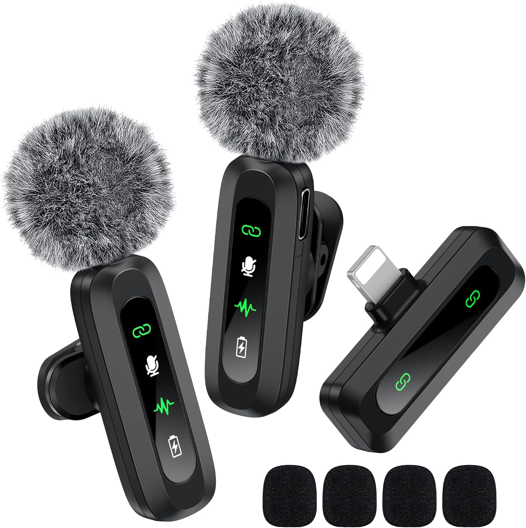 GoorDik Wireless USB C Lavalier Microphone Mini Clip-on Mic for iPhone 15/Android Phone/Tablet/PC Video Recording with Rotatable Clip&Denoise Recording