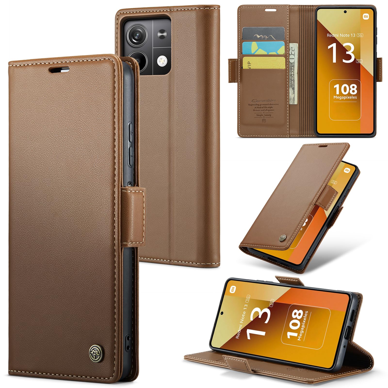 WOBURN Leather Folio Cover per Oppo A78 5G, Custodia in Pelle PU