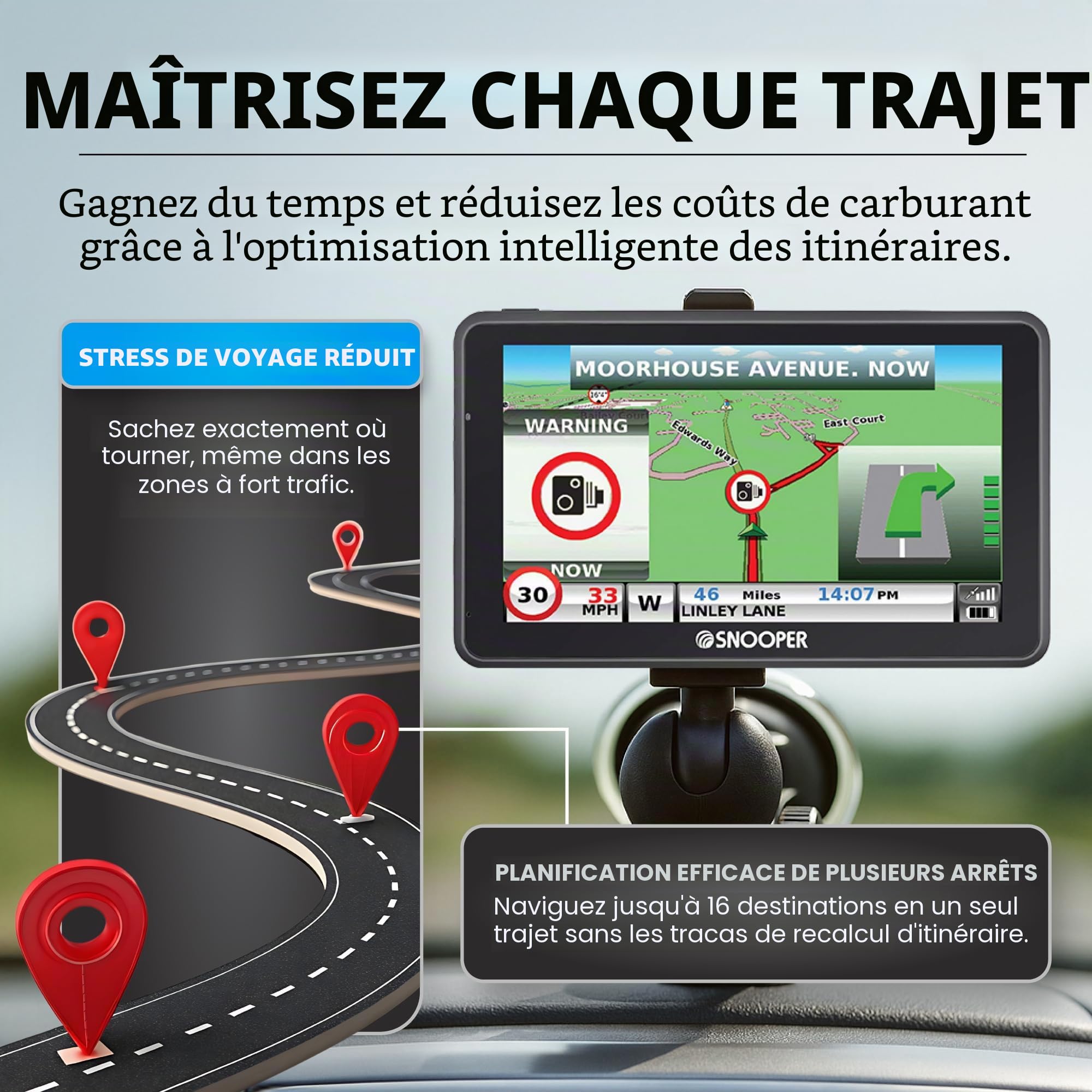 Snooper Truckmate S6900 Navigateur Satellite avec Support Magnétique Actif