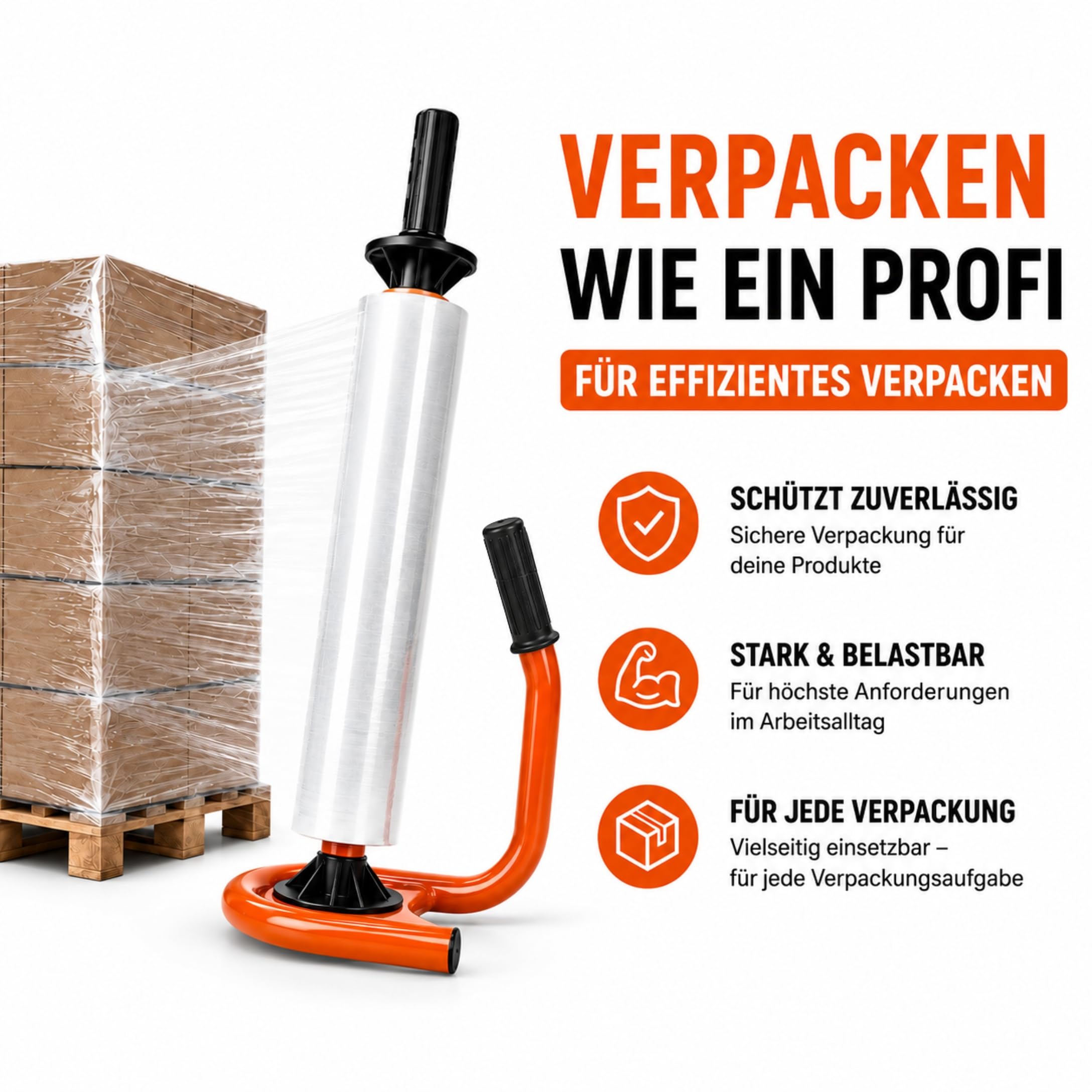 Stretchfolien Abroller Profi 450-500 mm orange Metall SRT