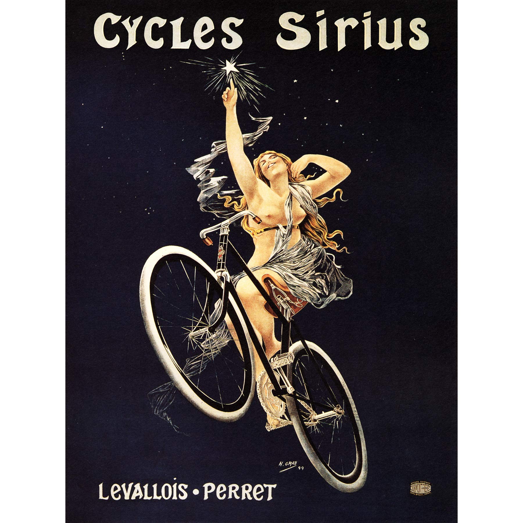 Wee Blue Coo Sirius Cycles France Vintage Large Wall Art Poster Print Thick Paper 18X24 Inch