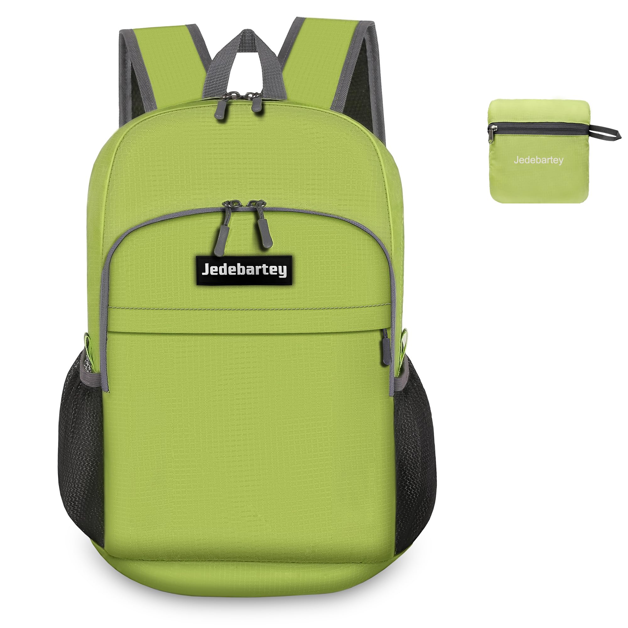 Jedebartey Rucksack, 20L Ultra Lightweight Backpack Foldable Hiking Daypack Small Travel Day Bag for Men Women Kids Outdoor Sports Camping Mountaineering Walking Cycling Climbing (Bright Green)