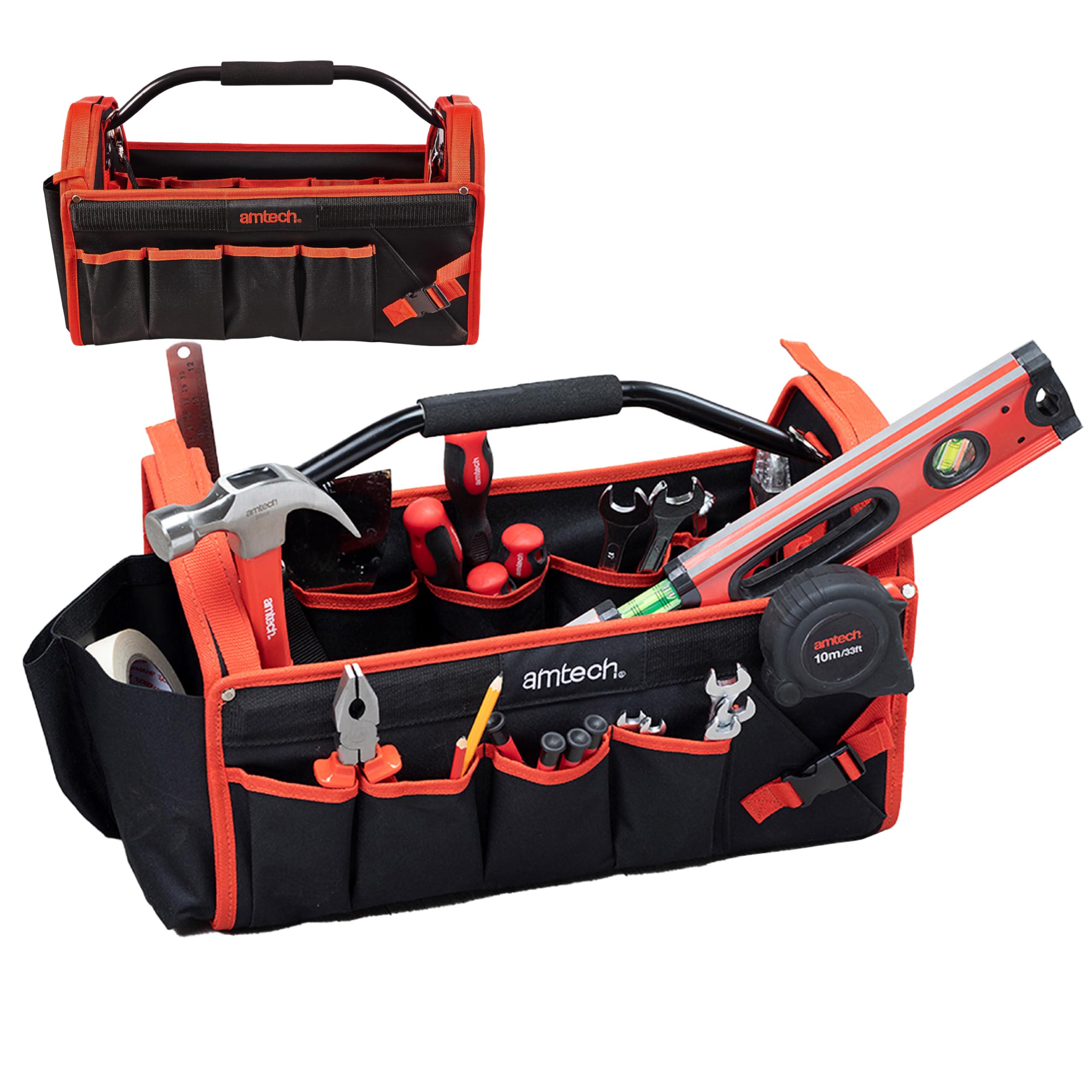 Amtech N0150 Tool Box, Clear, 23-Inch - Caddy Bag Heavy Duty Carry Aluminium - Tool Caddy Bag Heavy Duty Carry Aluminium Tote Base Case Holdall 5032759031061